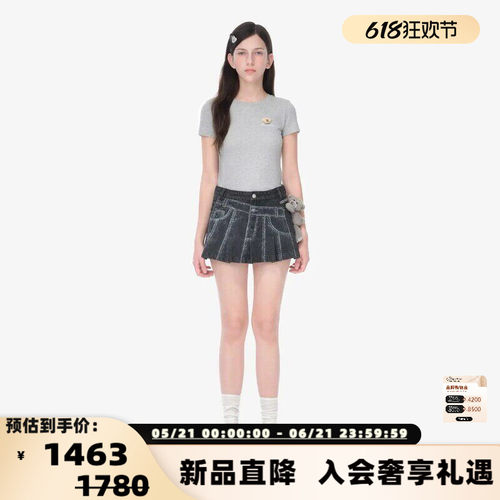 13 DE MARZO26春夏女士错位印花牛仔半身裙短裙 银泰百货 300178