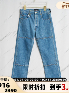 Etudes 男士蓝色全棉拼接休闲直筒牛仔裤银泰百货精品 301596