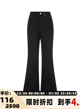 RECTO黑色棉质复古时髦微喇显瘦女士水洗牛仔裤