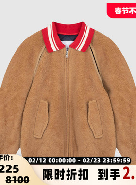 pushBUTTON羊毛翻领拉链女士绒面简约夹克外套银泰百货 301604