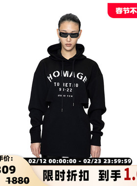 【折扣】YCH 字母图案装饰女士连帽卫衣