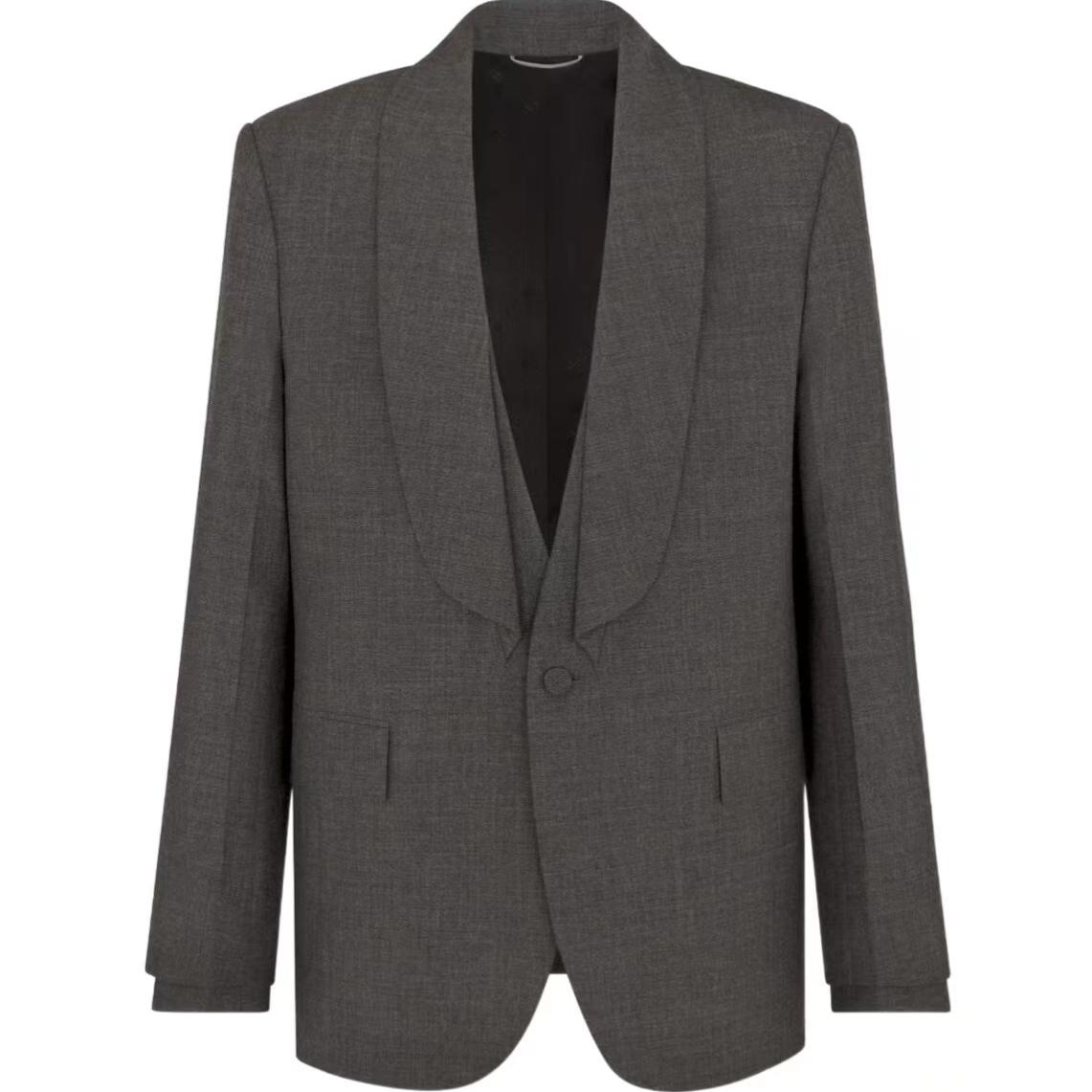 DIOR HOMME 24秋冬男士单排扣羊毛商务休闲西装外套 银泰百货精品