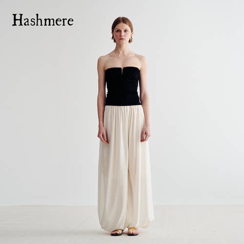 HASHMERE女士简约宽松垂感薄纱灯笼空气裤阔腿休闲裤 银泰 301612