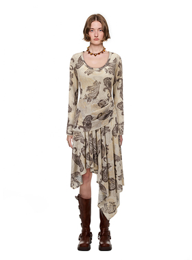 SHRO ENROEscape in ease 复古腰果花百褶连衣裙银泰百货 301469