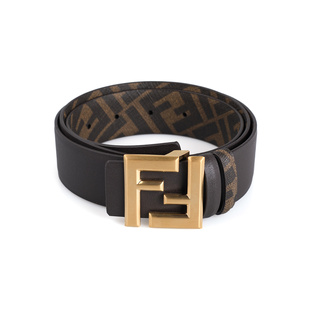 301574 牛皮革金属logo印花双面皮带腰带银泰百货精品 FENDI 男士