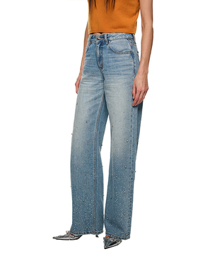 SHRO ENROEscape in ease 立体烫钻宽松直筒牛仔裤银泰百货301469