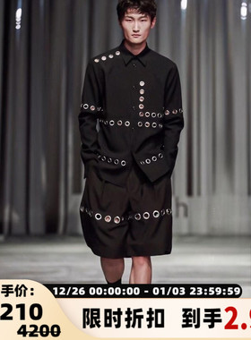 PRONOUNCE 春夏款男士蔡徐坤同款镂空金属衬衫银泰301596