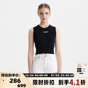 百搭 VETEMENTS吊带背心毛衫 印花显瘦短款 打底无袖 301446 女修身