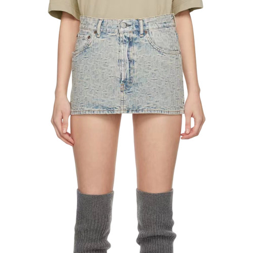 ACNE STUDIOS 女士满印logo休闲超短牛仔半身裙裙子银泰 301604