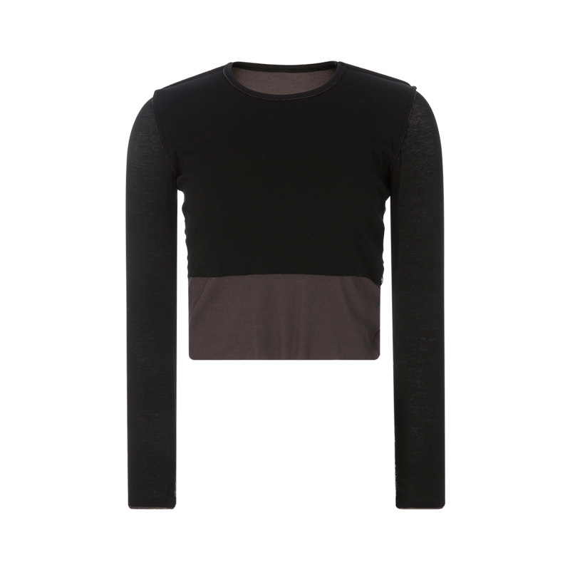 PERVERZE纯棉假两件圆领长袖