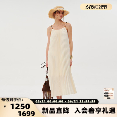 26春夏优雅风琴褶吊带连衣裙