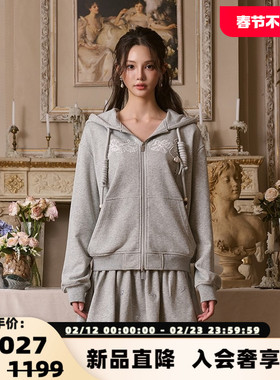 Three Quarters 秋冬新款百搭重工刺绣烫珠卫衣银泰百货 301355