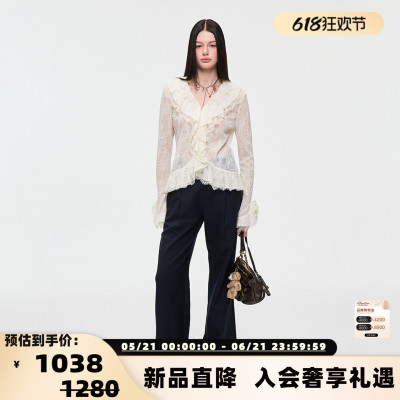 Alexia Sandra26春夏女士条纹波点拼接西裤休闲裤银泰百货 301261