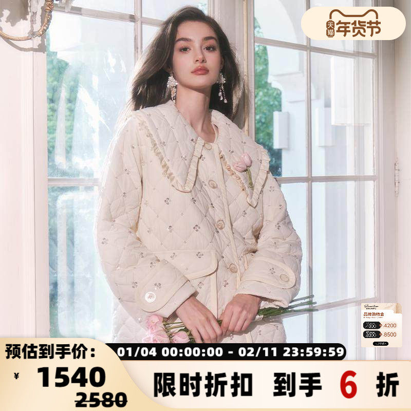 FLONAKED 秋冬女士宽松短款菱纹大翻领棉服外套银泰百货 300170,女装/女士精品,棉衣/棉服,淘宝优惠券,粉丝福利购,淘宝优惠卷