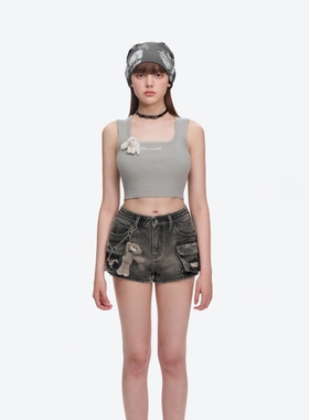 13DE MARZO 25早秋新款女士小熊牛仔短裤甜辣热裤银泰百货 300178