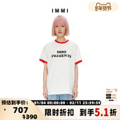 IMMI 女士复古LOGO烫钻T恤 300124