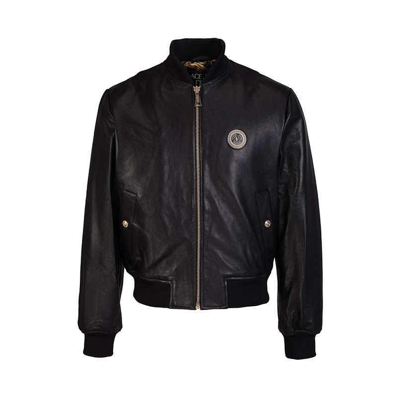 VERSACE JEANS COUTURE/范思哲 男士金标logo机车夹克外套189303