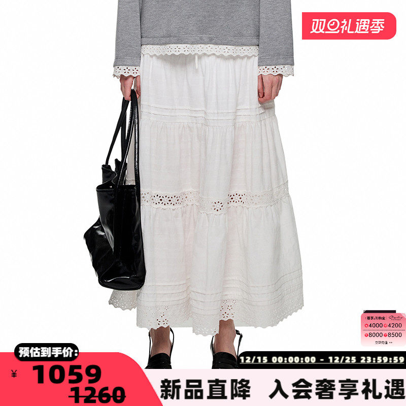 SHRO ENRO法式重工镂空花边A字蛋糕长裙银泰百货精品 301469