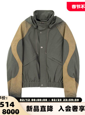 ACNE STUDIOS 秋冬新款男士撞色拼接夹棉外套银泰百货精品301574