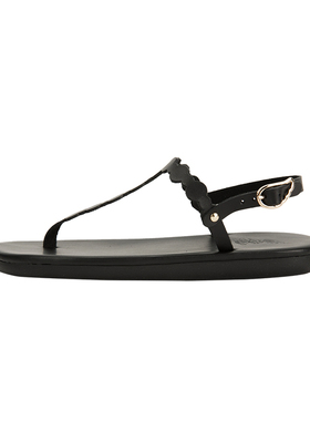 ANCIENT GREEK SANDALS 24春夏新款黑色牛皮革平底夹趾凉鞋