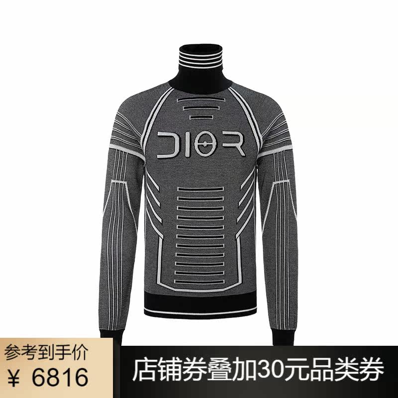 DIOR HOMME 灰黑色异形高领时尚男士针织衫