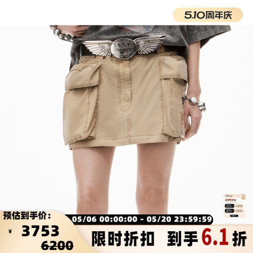 ALEXANDER WANG 女士大口袋工装迷你半身短裙银泰百货 301574