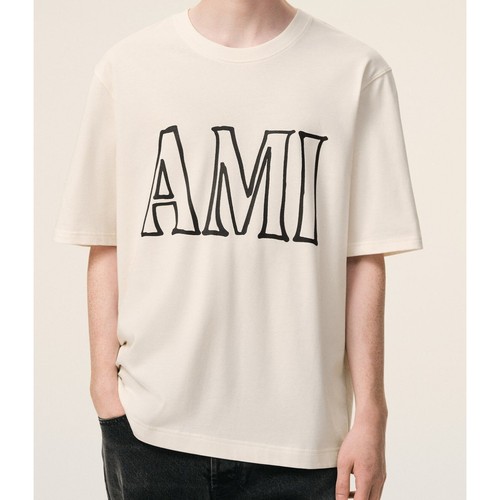 AMI 26春夏新款男女同款纯棉圆领字母印花短袖T恤 银泰百货