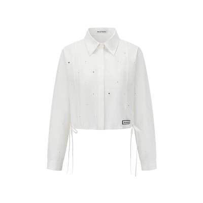AlexiaSandra抽绳烫钻短衬衫