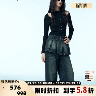 银泰百货 女士假两件镂空针织套头毛衣衫 301590 秋冬新款 UHOT