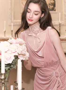 FLONAKED 秋冬女士不规则无袖堆堆领礼服银泰百货精品 300170