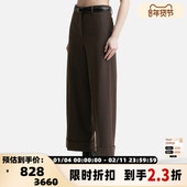 RECTO 银泰 休闲裤 春夏女士咖色修身 简约休闲气质直筒长裤