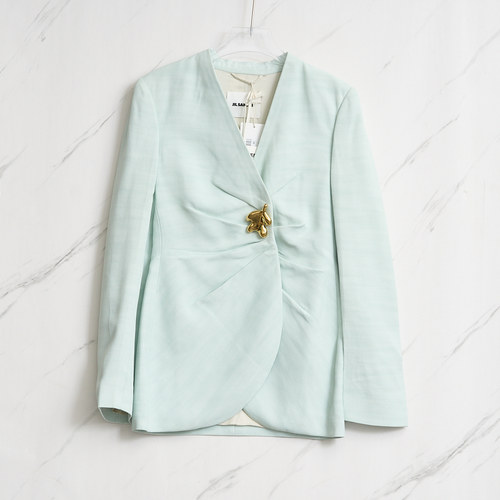 JIL SANDER 日常通勤女士金属饰品褶皱西服银泰百货精品 301596