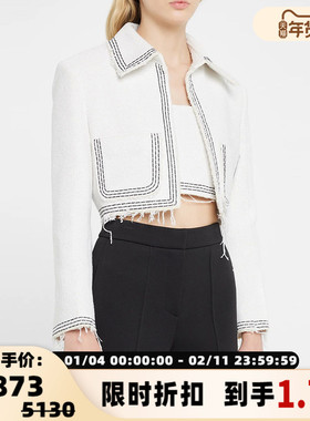 【折扣】RECTO 春季女士白色短款设计感气质通勤休闲夹克外套