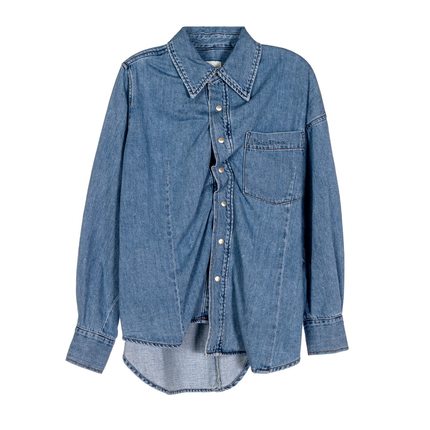 SJYP/ 秋冬女士蓝色棉质时尚长袖牛仔衬衫银泰百货精品 301574