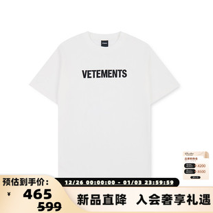 LOGO皮标绣花工艺百搭男女T恤301446 款 VETEMENTS25春夏短袖 经典
