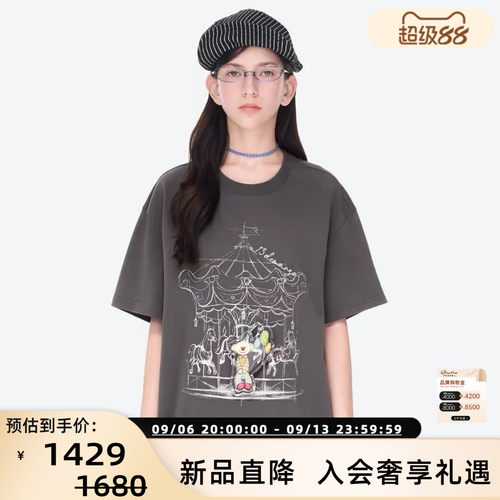 13 DE MARZO26春夏新款女士油彩小丑印象短袖T恤银泰 300178