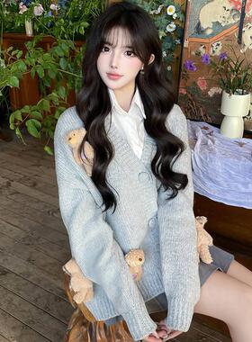 13DE MARZO男女款秋冬钻石小熊针织开衫300178