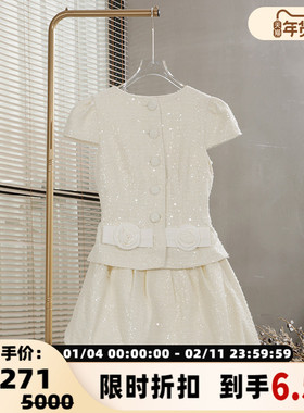 SELF PORTRAIT 女士白色织物面料蓬蓬连衣裙淑女裙银泰 300217