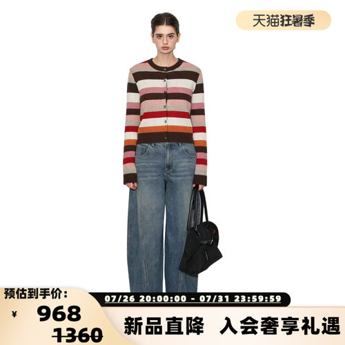 Valeria Obbaco 26春夏新款女士做旧阔腿牛仔弯刀裤银泰 301582