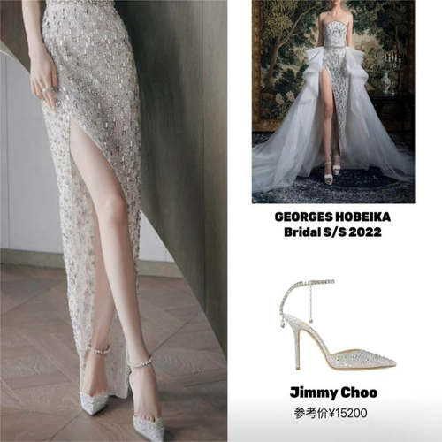 ‌Jimmy Choo 迪丽热巴同款SAEDA 100气质优雅高跟鞋银泰 301596