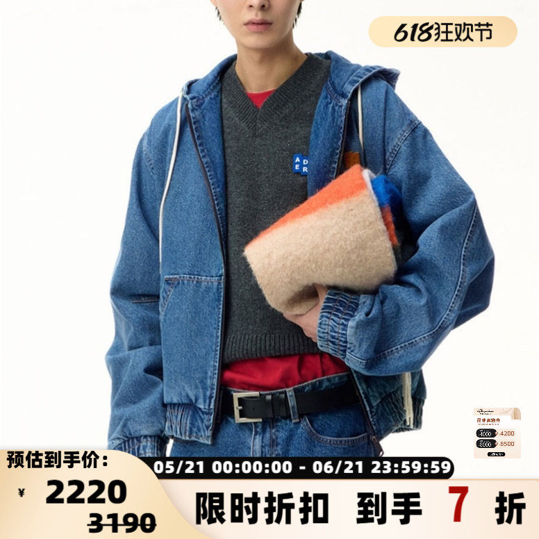 ADER ERROR 秋冬新款男女同款连帽拉链牛仔外套银泰百货 301574