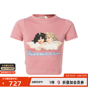 FIORUCCI 女士棉质舒适短款 休闲圆领T恤短袖 银泰百货 24春夏新款