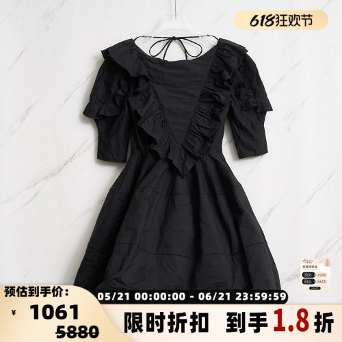 pushBUTTON女士时尚修身花边露背短款连衣裙银泰百货精品 301596