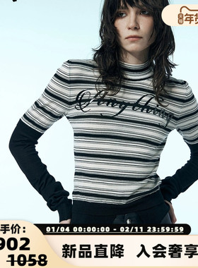 uhot诱货 2025秋冬新款女士条纹羊毛衫银泰百货 301590