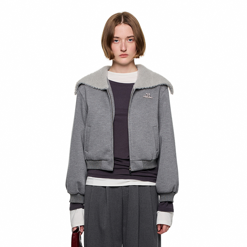 SHRO ENRO Perfect distance 女士大翻领短款卫衣外套银泰301469