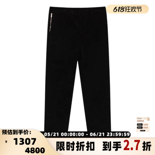 EMPORIO ARMANI 拉链款灯芯绒男士宽松直筒休闲长裤银泰 301604