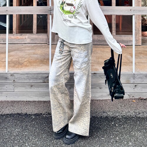 SOFITTE女豹纹印花阔腿裤