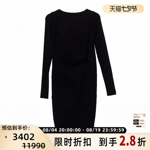 RICKOWENS女士通勤休闲风弹力修身长袖连衣裙 银泰百货 301596