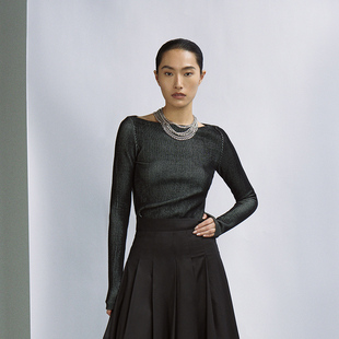 INSPIRE&STORIES竖条纹修身 内搭上衣 显瘦通勤女针织衫