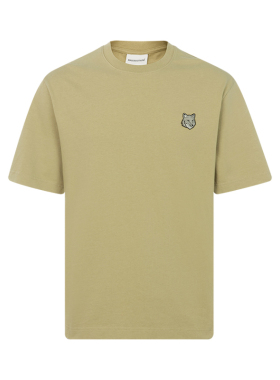 MAISON KITSUNE 春季新款棉质灰色狐狸头小标刺绣男士短袖T恤
